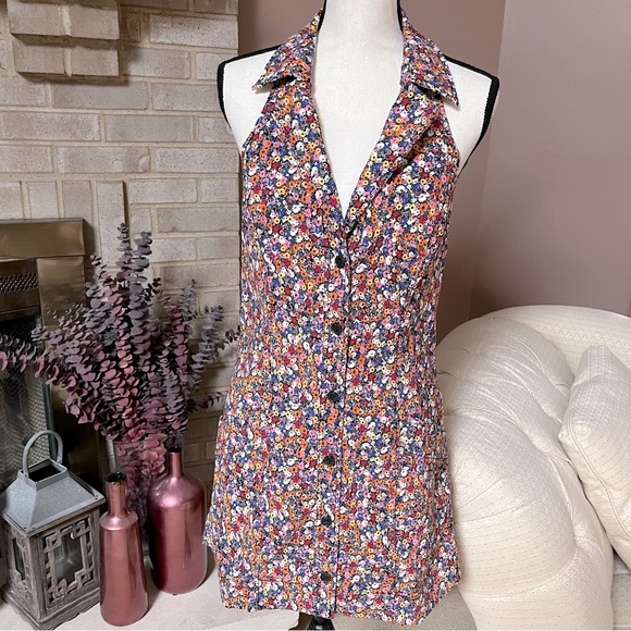 ANTHROPOLOGIE Maeve The Amelia Collared Mini Dress - Pink Combo Floral - Picture 11 of 11